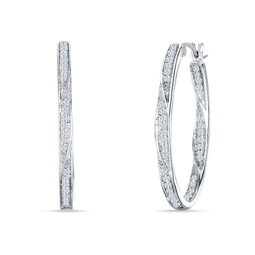 Round Twisted Huggie Hoop Earring Cubic Zirconia 925 Sterling Silver Wholesale